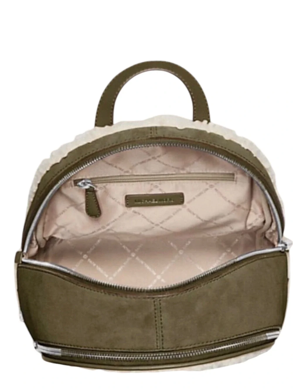 NWT Michael Kors Rhea Womens Leather Sherpa Olive MD Back